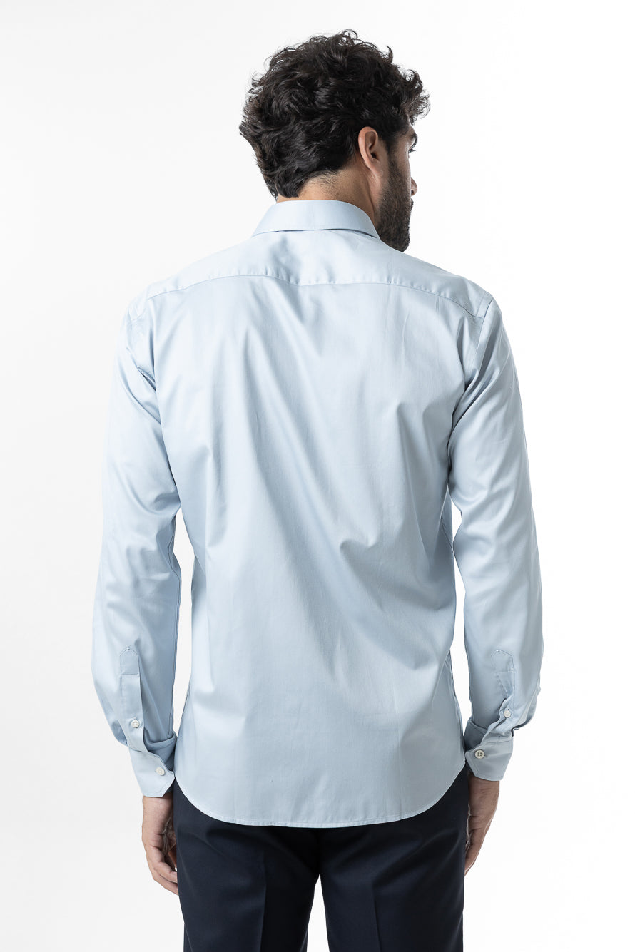 Camisa Manga Longa Slim Lisa Cetim - Cinza Claro