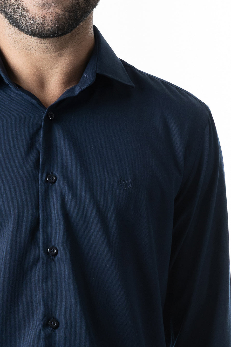 Camisa Manga Longa Maquineta Slim Ruth - Marinho