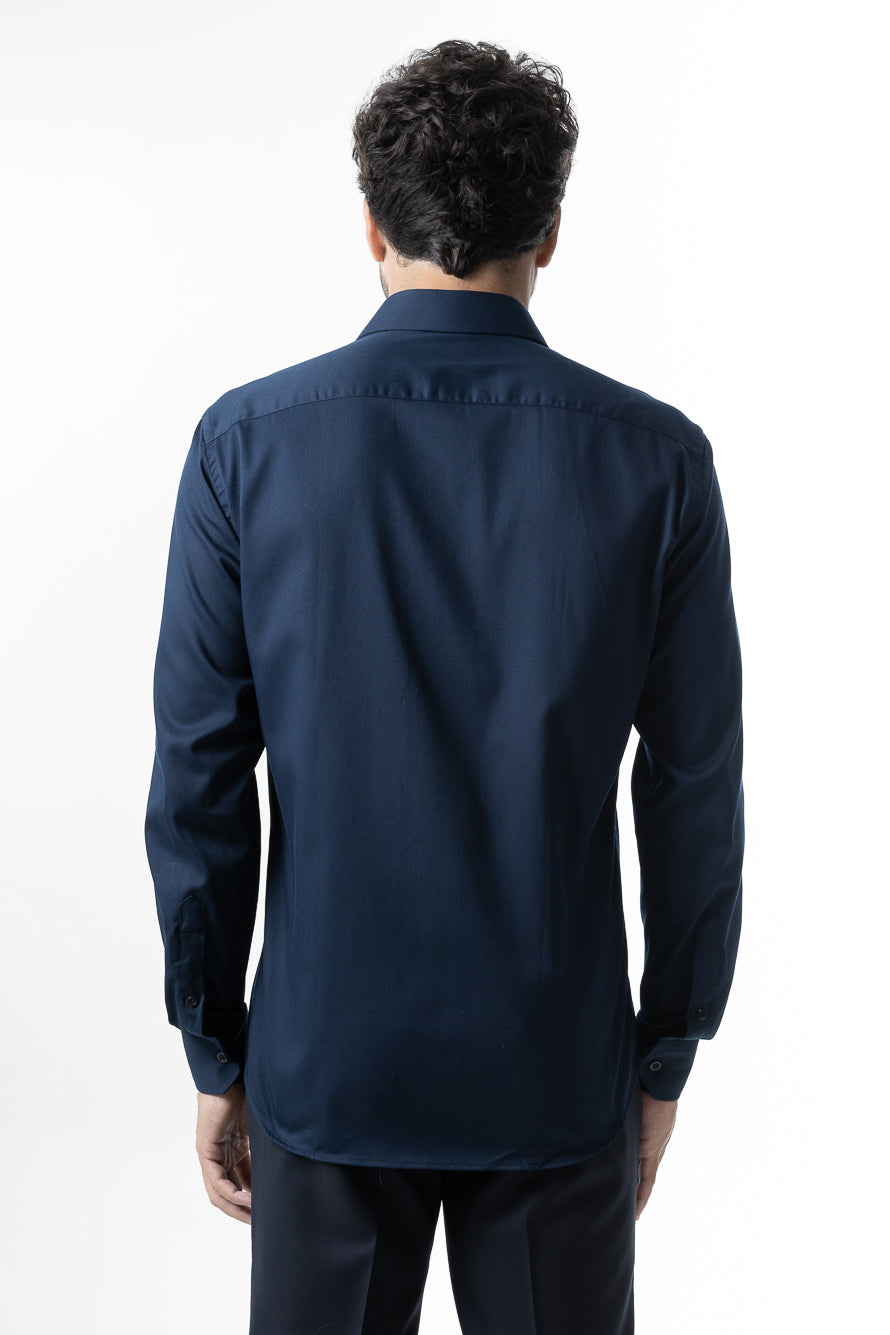 Camisa Manga Longa Maquineta Slim Ruth - Marinho