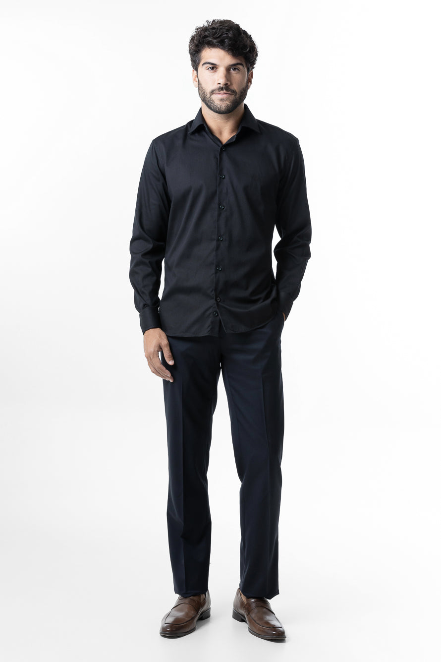 Camisa Manga Longa Maquineta Slim Ruth - Preto