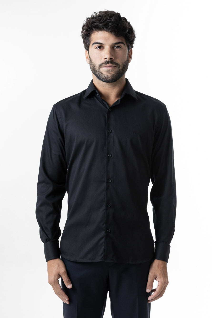 Camisa Manga Longa Maquineta Slim Ruth - Preto