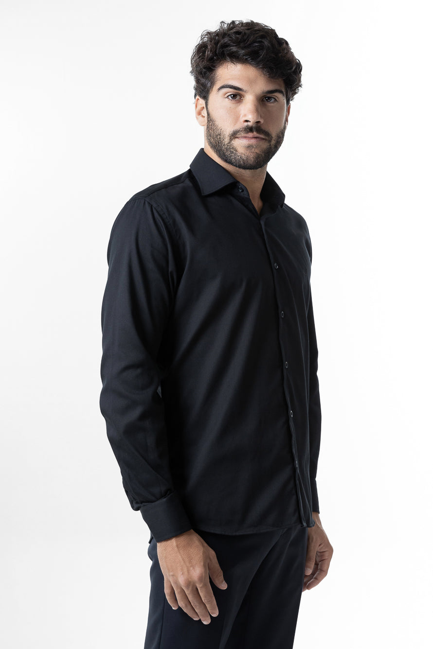 Camisa Manga Longa Maquineta Slim Ruth - Preto