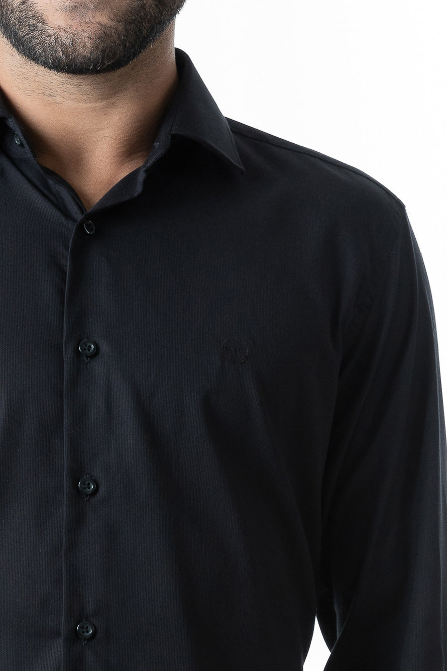 Camisa Manga Longa Maquineta Slim Ruth - Preto