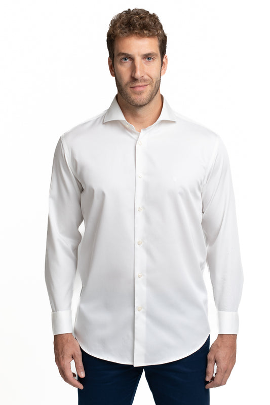 Camisa Cetim Lisa De Algodão Slim - Branco