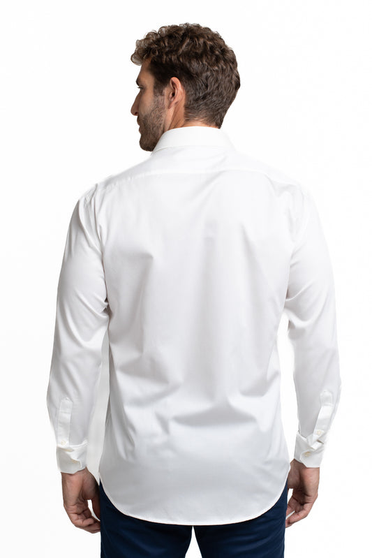 Camisa Cetim Lisa De Algodão Slim - Branco
