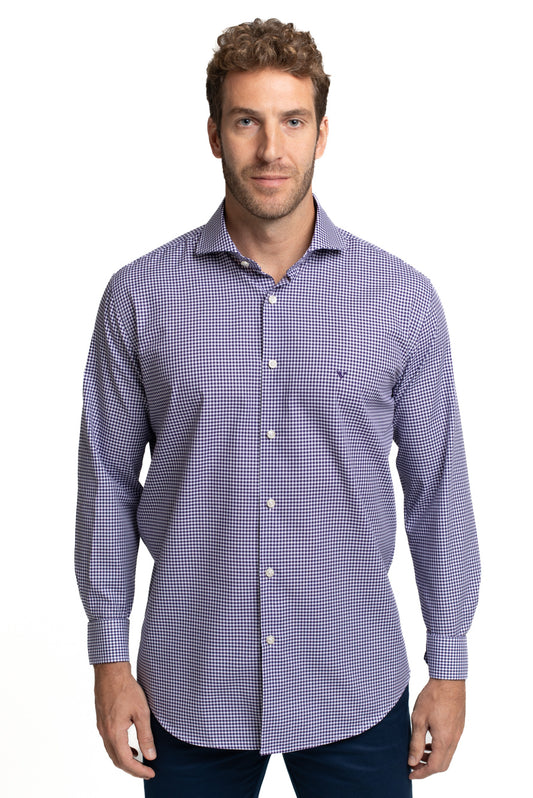 Camisa Manga Longa Slim Xadrez - Preto