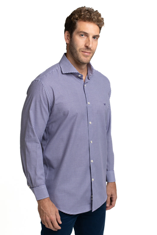 Camisa Manga Longa Slim Xadrez - Preto