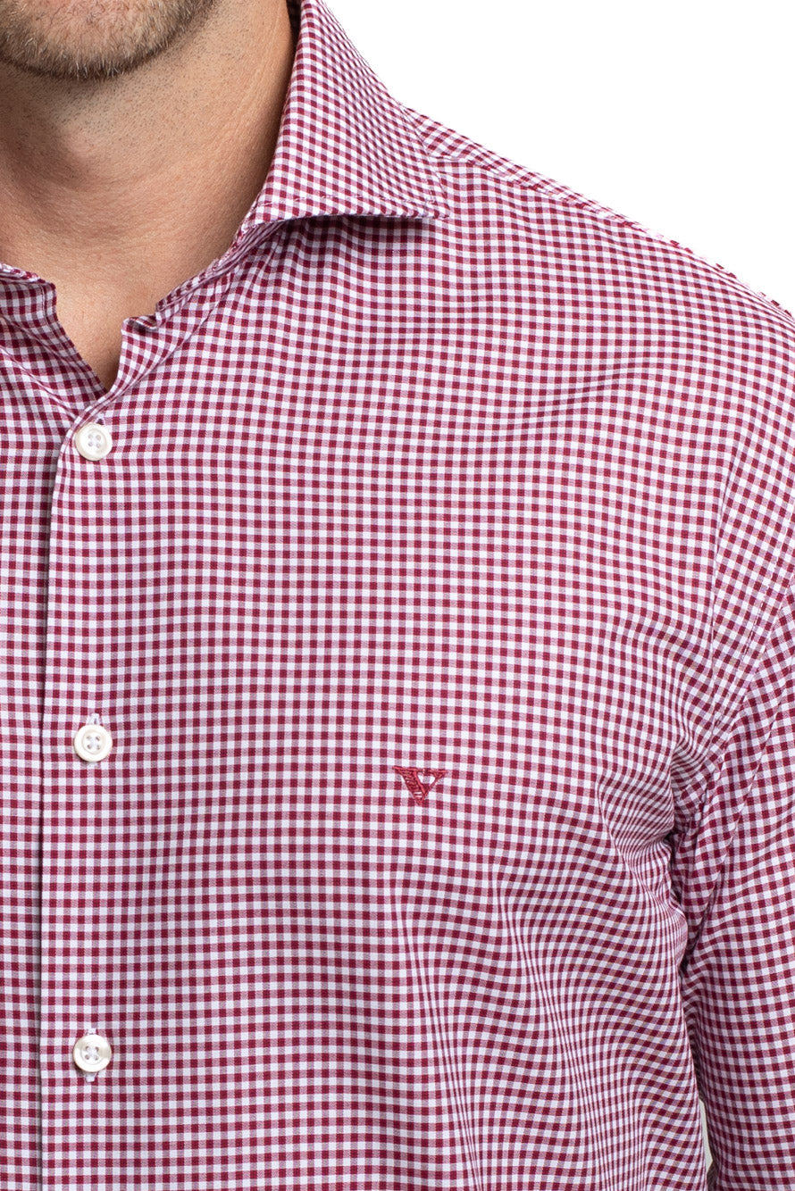 Camisa Manga Longa Slim Xadrez - Bordo