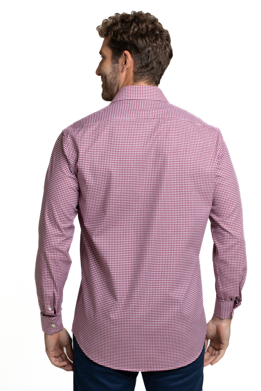 Camisa Manga Longa Slim Xadrez - Bordo