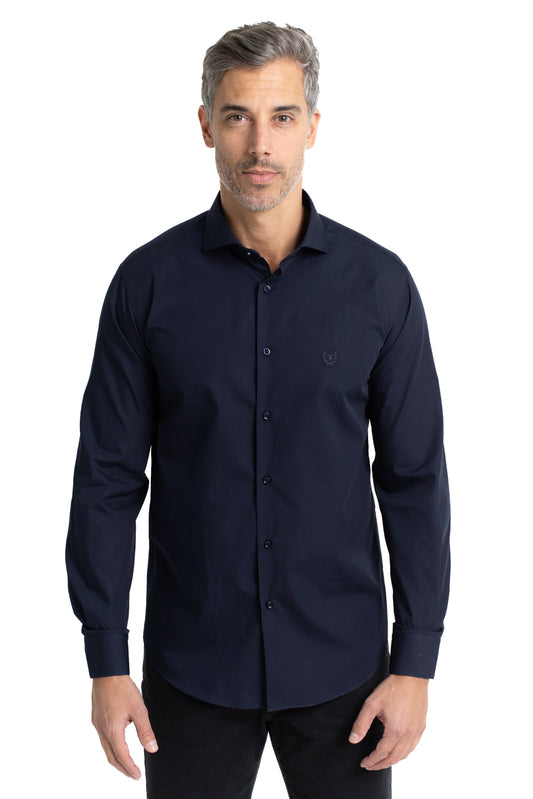Camisa Social Colarinho Italiano Premium - Marinho Noite