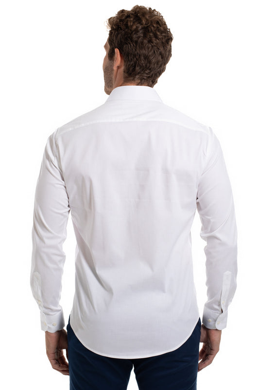 Camisa Lisa Slim Cetim Strech - Branco