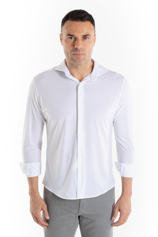 Camisa Manga Longa Slim Malha Poliamida - Branco
