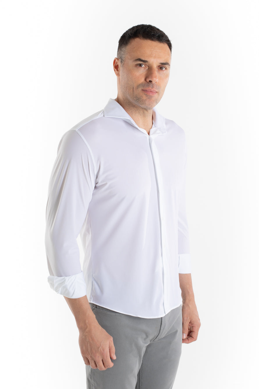 Camisa Manga Longa Slim Malha Poliamida - Branco