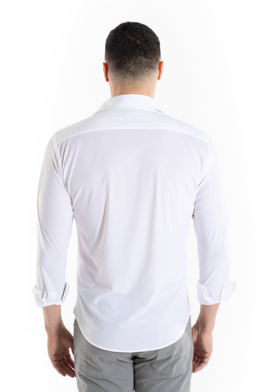 Camisa Manga Longa Slim Malha Poliamida - Branco