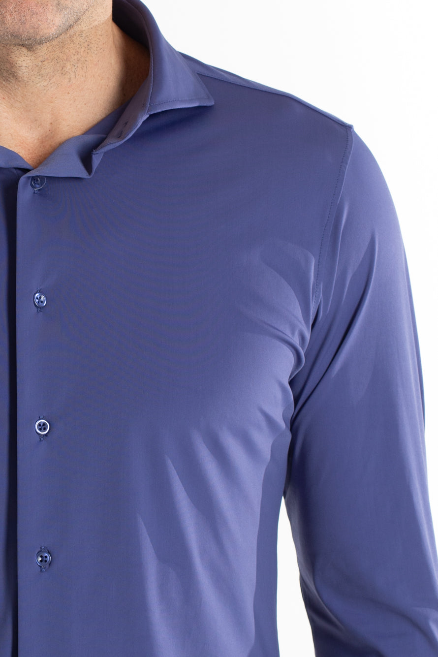 Camisa Manga Longa Slim Malha Poliamida - Indigo