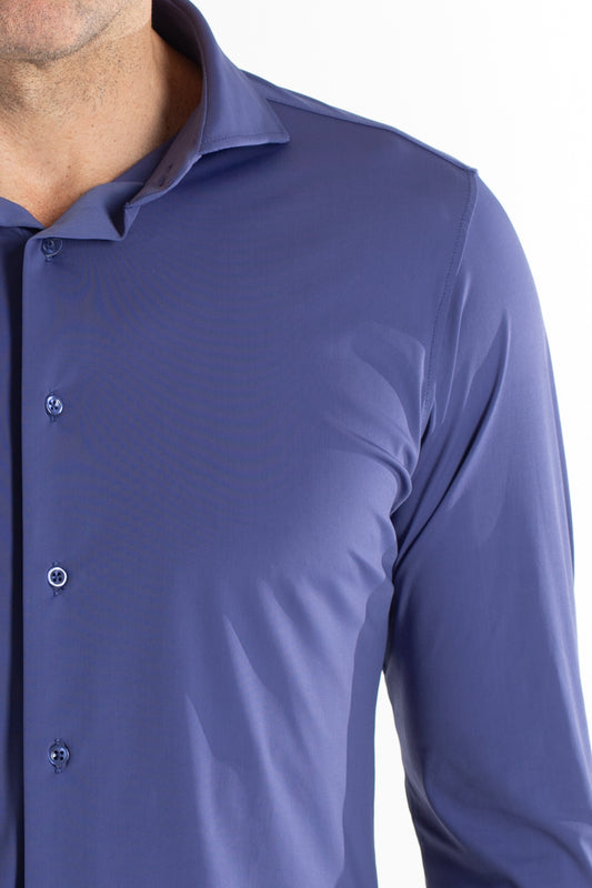 Camisa Manga Longa Slim Malha Poliamida - Indigo