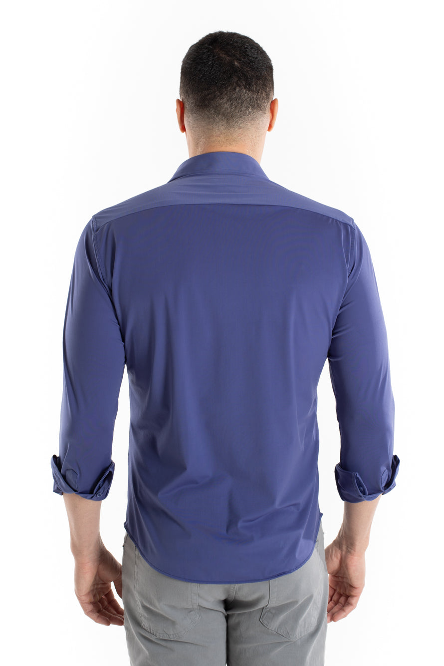 Camisa Manga Longa Slim Malha Poliamida - Indigo