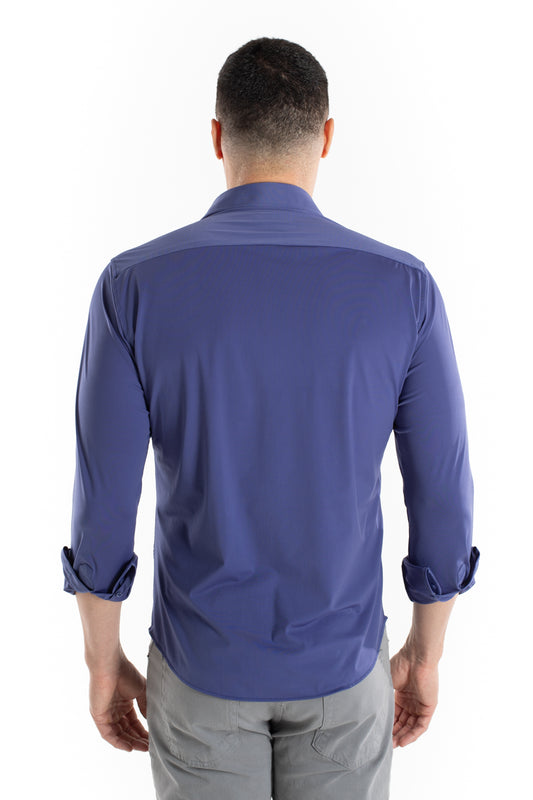 Camisa Manga Longa Slim Malha Poliamida - Indigo
