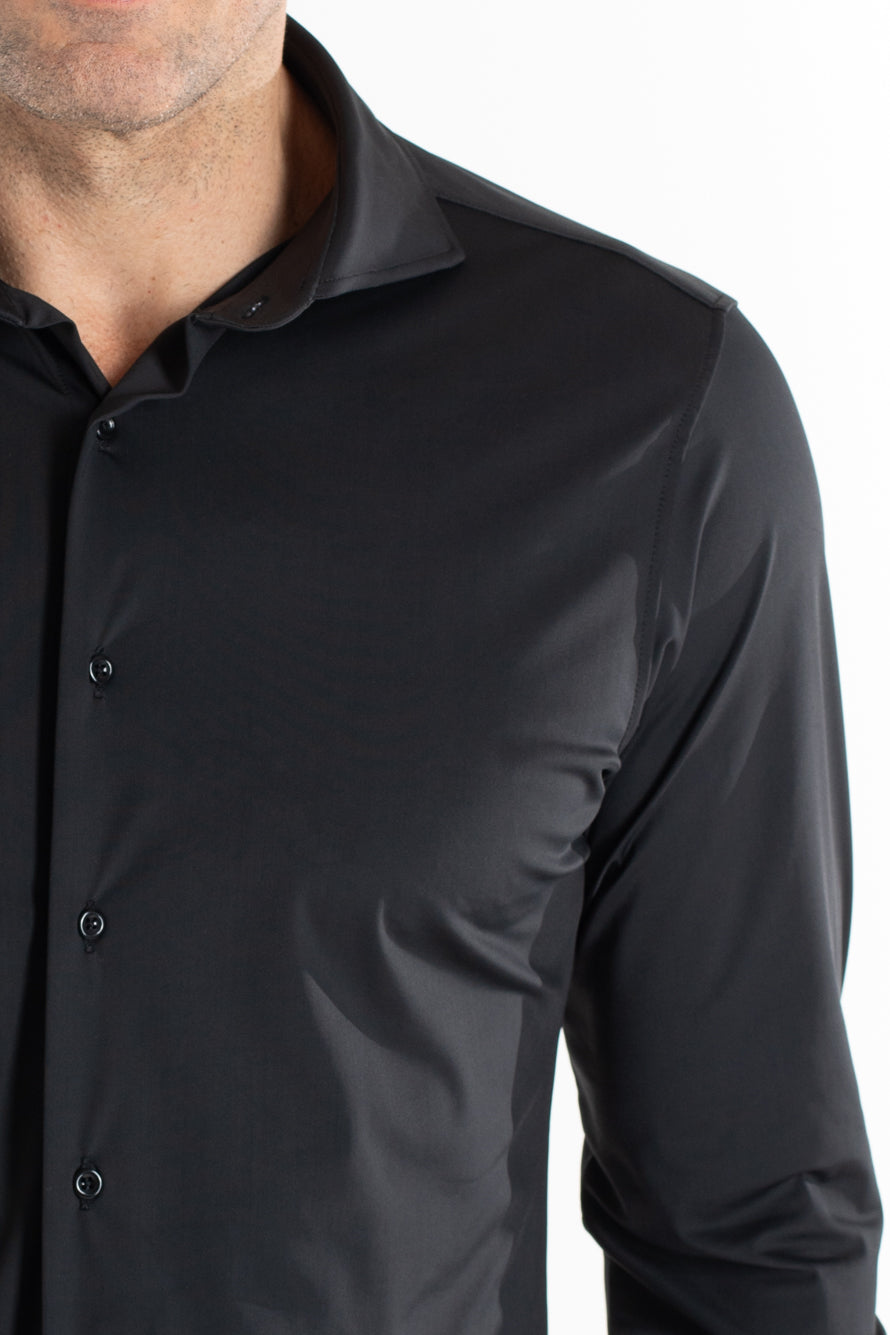Camisa Manga Longa Slim Malha Poliamida - Preto