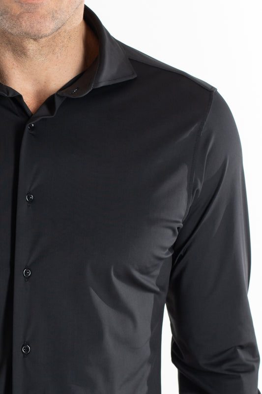 Camisa Manga Longa Slim Malha Poliamida - Preto