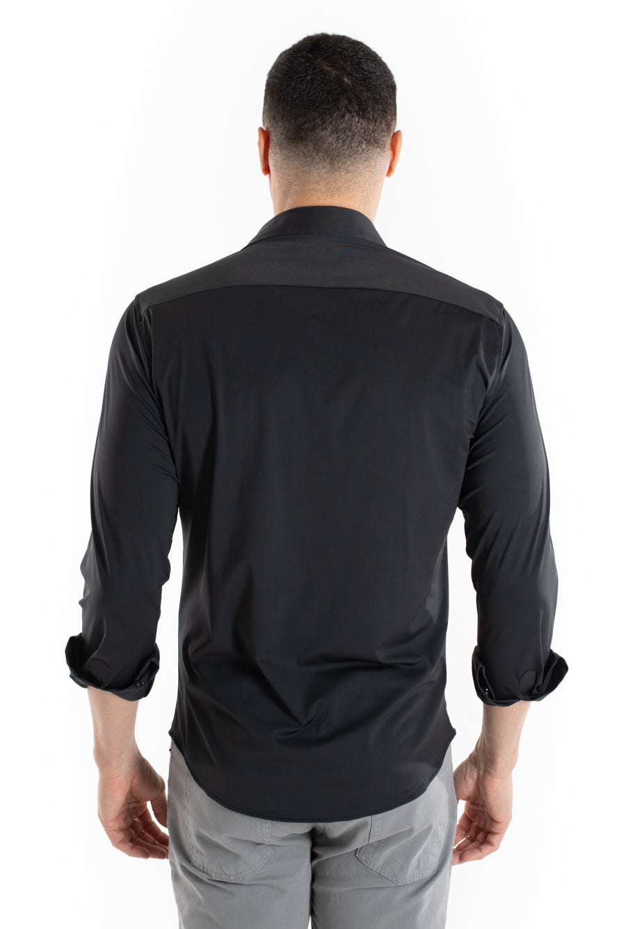 Camisa Manga Longa Slim Malha Poliamida - Preto