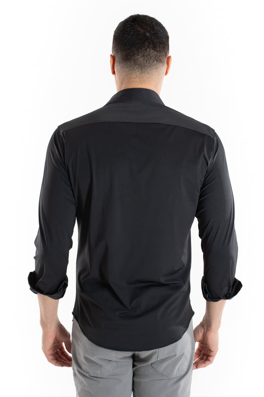 Camisa Manga Longa Slim Malha Poliamida - Preto