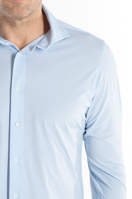 Camisa Manga Longa Slim Malha Poliamida - Azul Claro