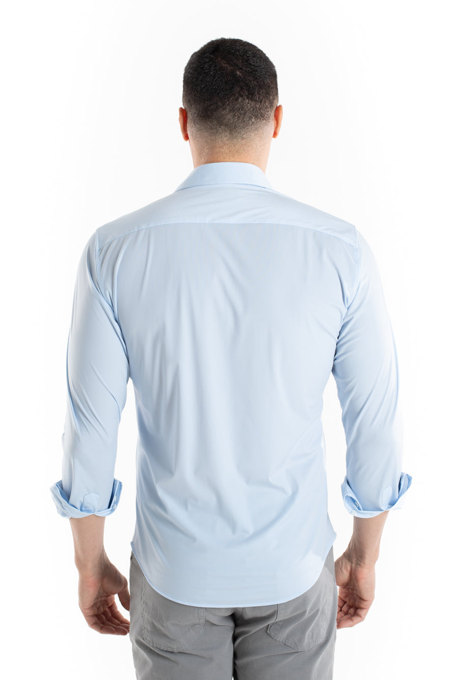 Camisa Manga Longa Slim Malha Poliamida - Azul Claro