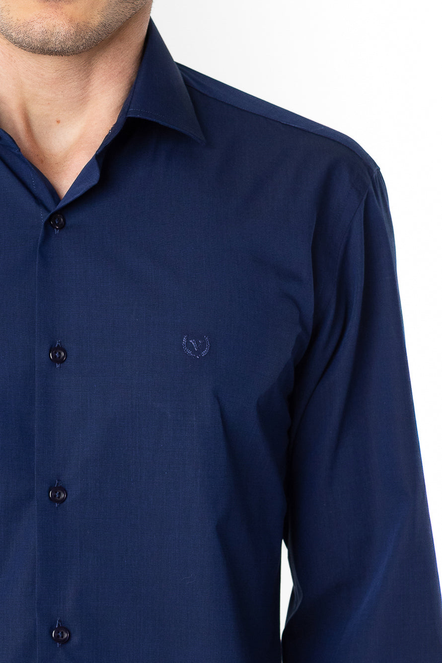 Camisa Manga Longa Slim Lisa Premium - Marinho