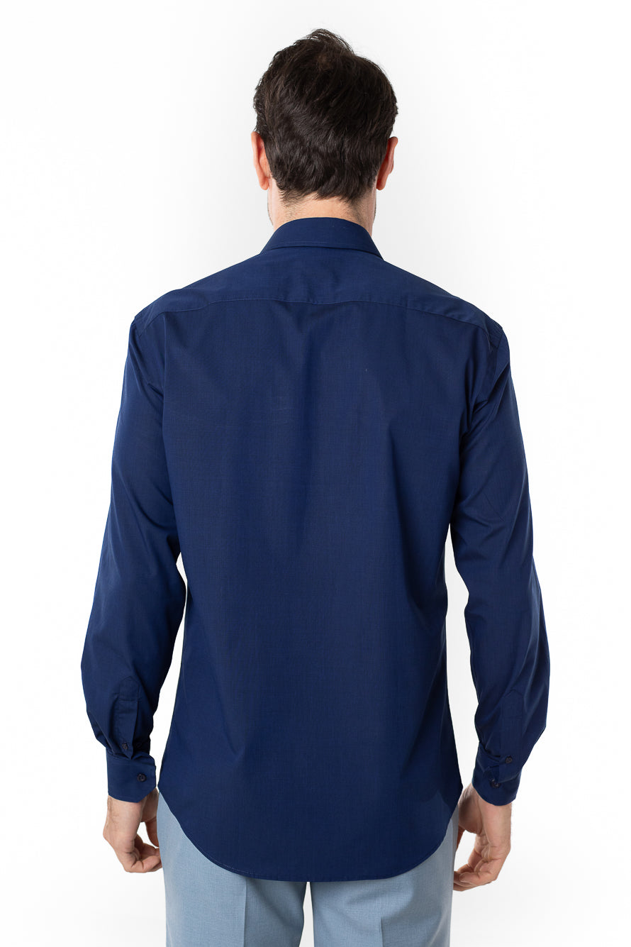 Camisa Manga Longa Slim Lisa Premium - Marinho
