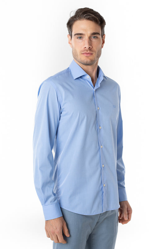 Camisa Manga Longa Slim Lisa Premium - Azul Céu