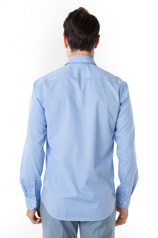 Camisa Manga Longa Slim Lisa Premium - Azul Céu
