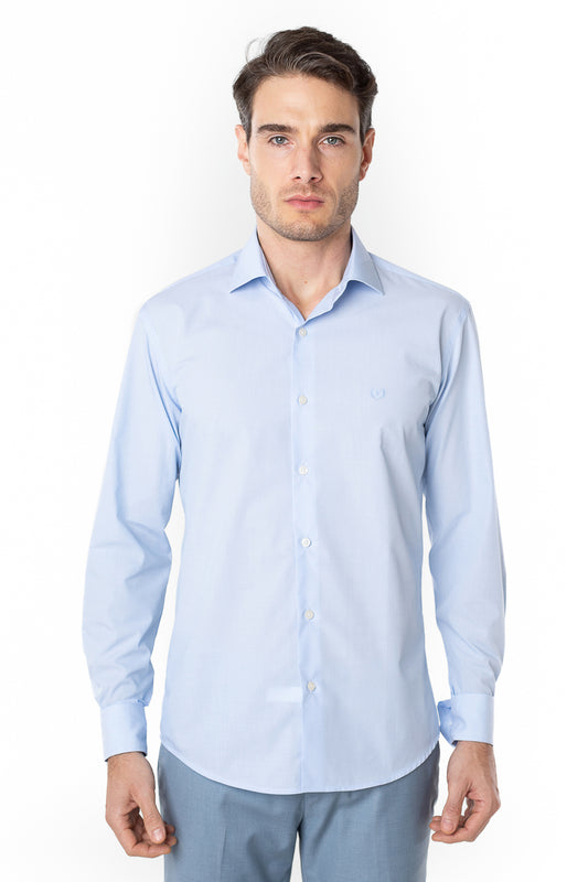 Camisa Manga Longa Slim Lisa Premium - Azul Claro