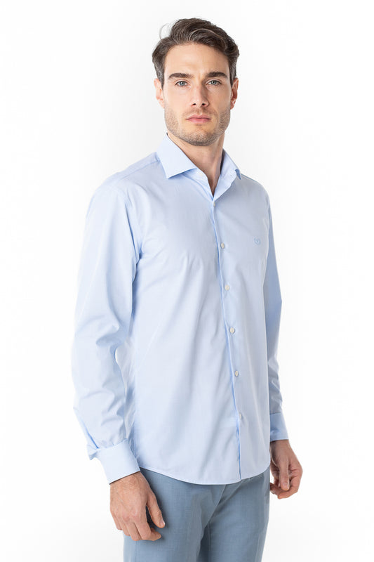Camisa Manga Longa Slim Lisa Premium - Azul Claro