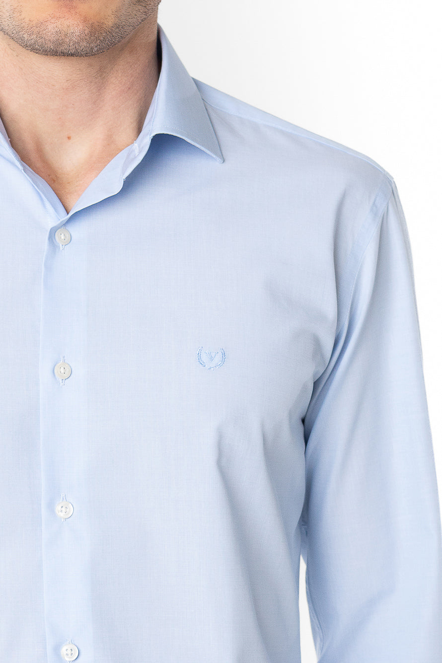 Camisa Manga Longa Slim Lisa Premium - Azul Claro
