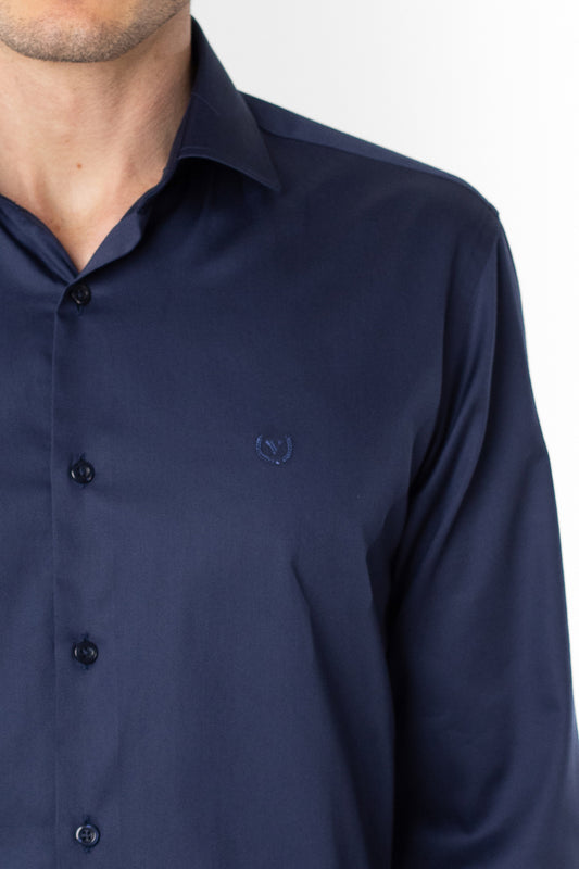 Camisa Manga Longa Slim Lisa Premium - Marinho Noite