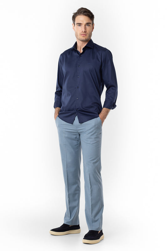 Camisa Manga Longa Slim Lisa Premium - Marinho Noite