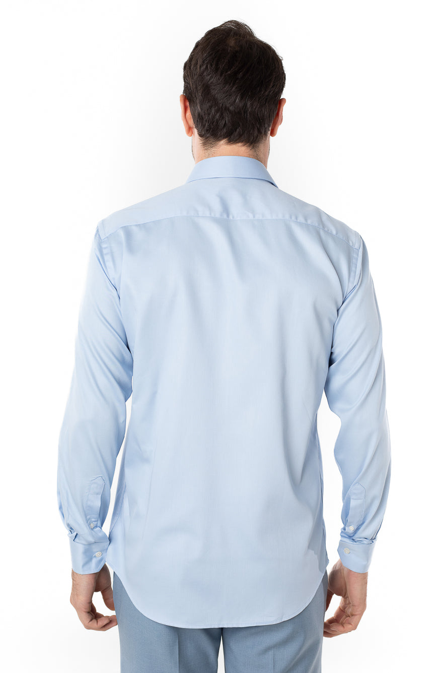 Camisa Manga Longa Slim Lisa Premium - Azul Claro