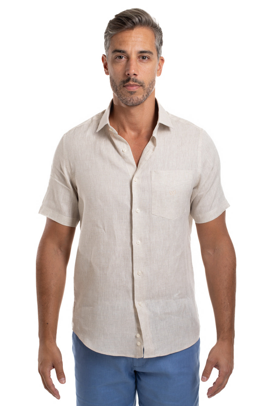 Camisa Regular Manga Curta - Areia