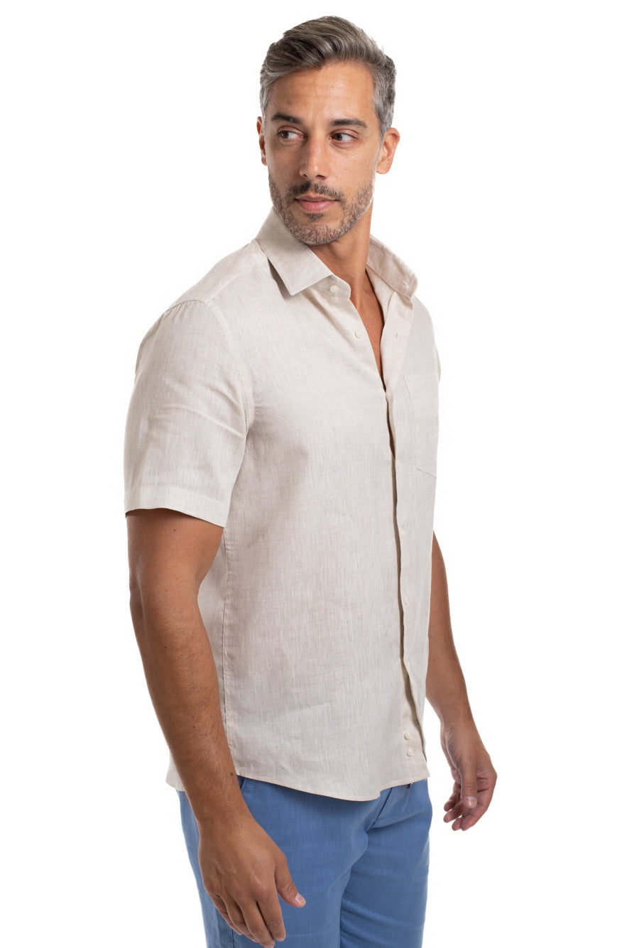 Camisa Regular Manga Curta - Areia