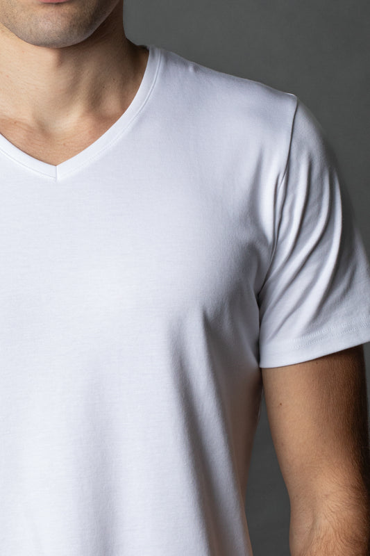 Camiseta Manga Curta Slim Pima Gola v - Branco