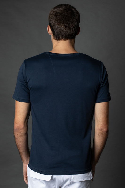 Camiseta Manga Curta Slim Pima Gola v - Marinho