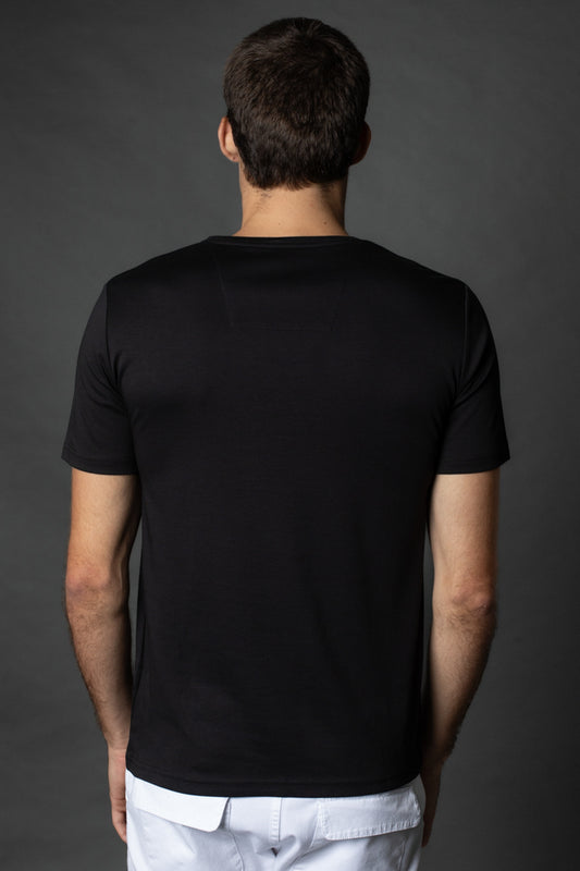 Camiseta Manga Curta Slim Pima Gola v - Preto