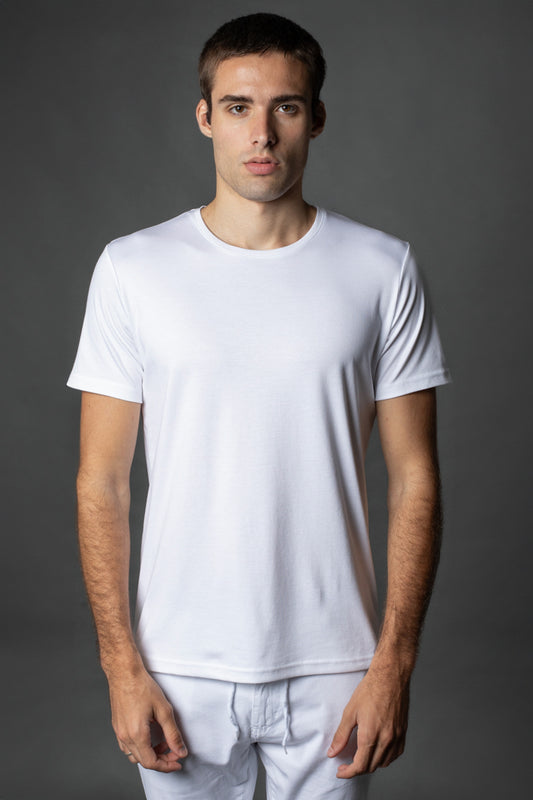 Camiseta Manga Curta Básica Slim Gola Redonda Pima - Branco