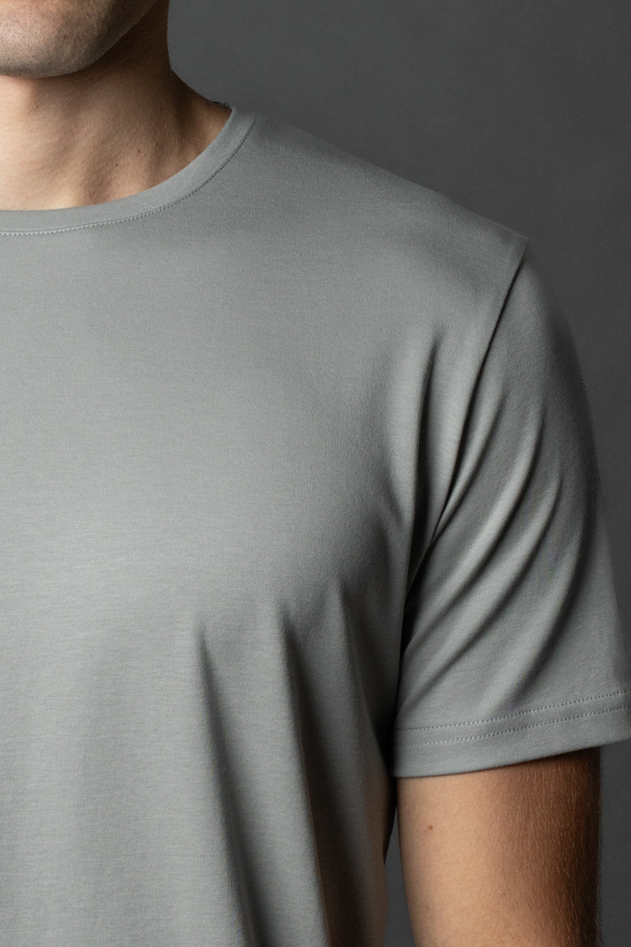 Camiseta Manga Curta Básica Slim Gola Redonda Pima - Cinza