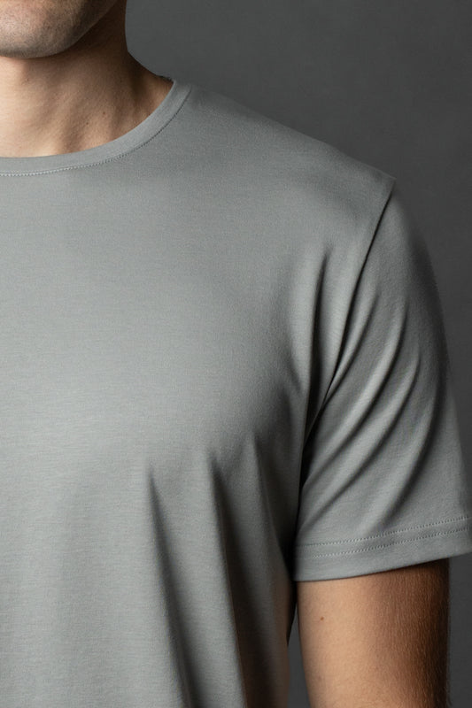 Camiseta Manga Curta Básica Slim Gola Redonda Pima - Cinza