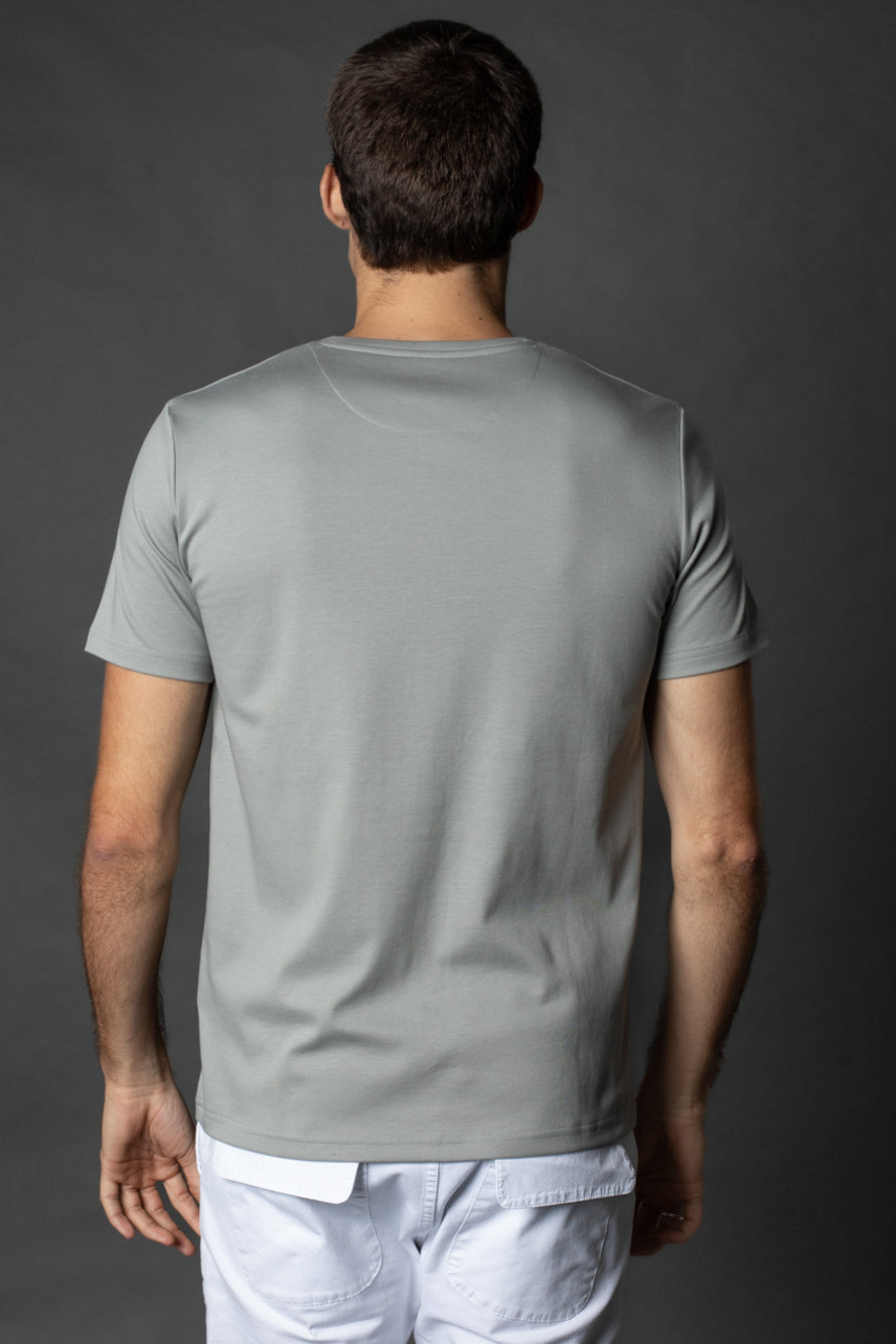 Camiseta Manga Curta Básica Slim Gola Redonda Pima - Cinza