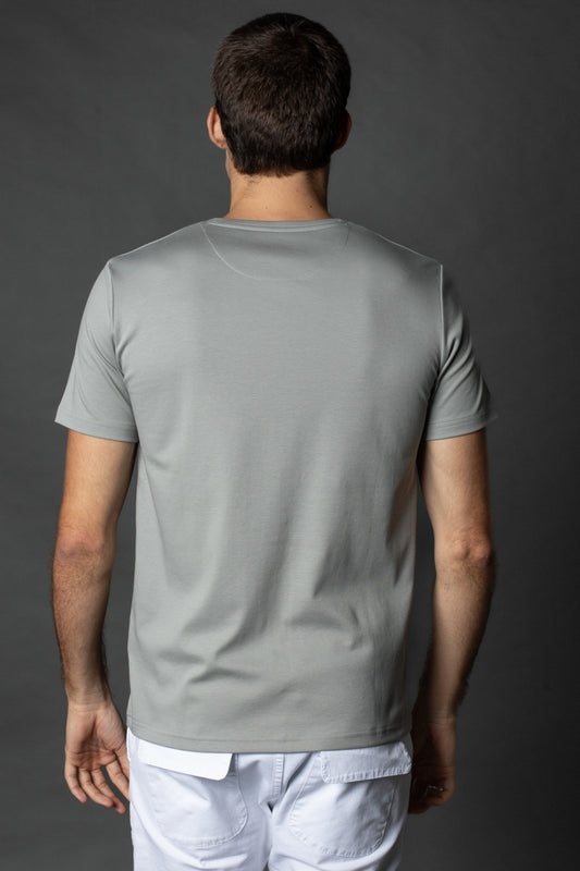 Camiseta Manga Curta Básica Slim Gola Redonda Pima - Cinza