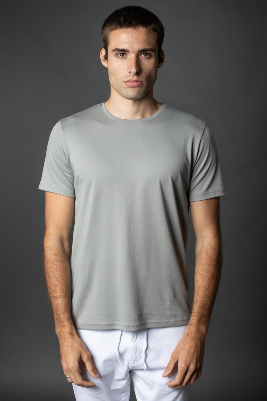 Camiseta Manga Curta Básica Slim Gola Redonda Pima - Cinza