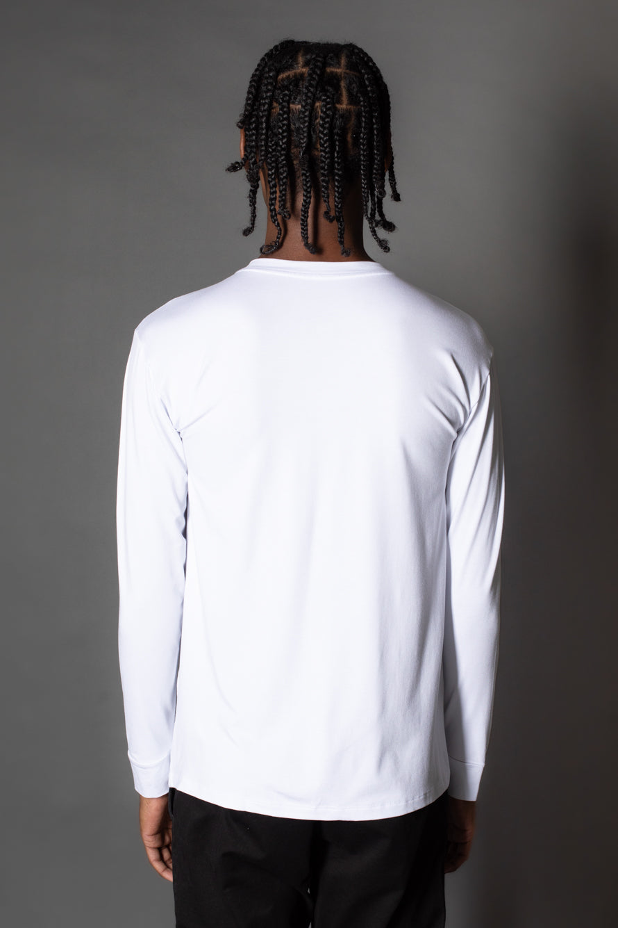 Camiseta Manga Longa Slim Gola Portuguesa 5 Botões - Branco